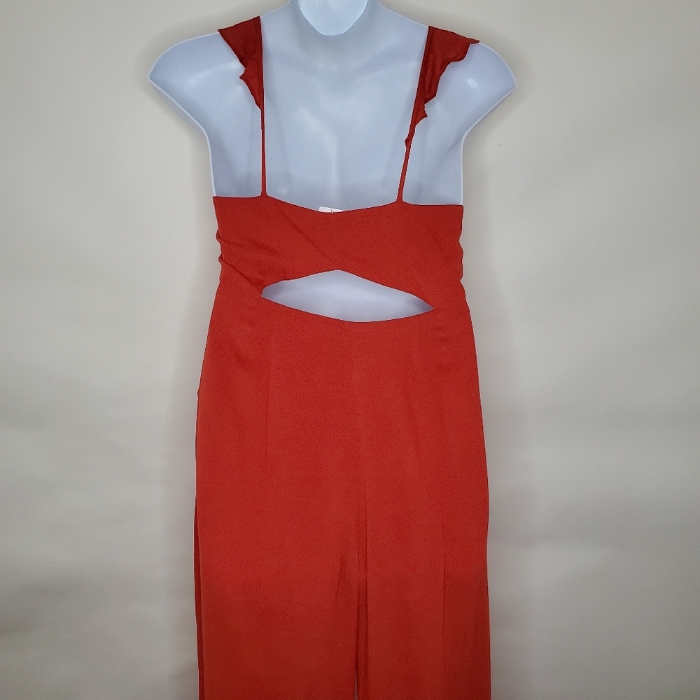 ASTR the Label Wide Leg Jumpsuit Size L Cutout Ruffles Pockets Square Neck NEW - Picture 5 of 15